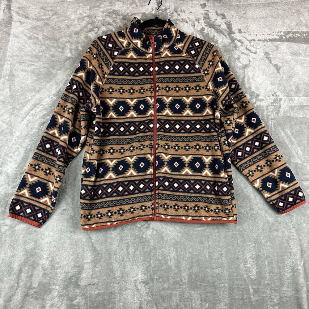 Wonder Nation Full Zip Sweater Boys XXL (18) Tan Blue Southwestern Aztec Print